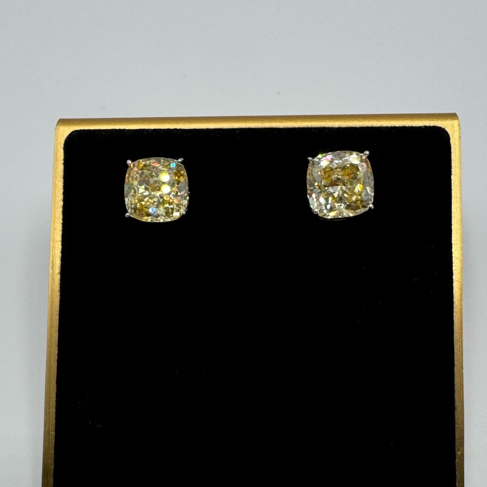 7.5ct Cushion Canary Studs - Picture 4 of 13